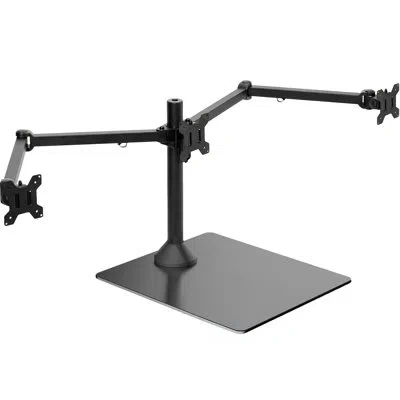 Vivo Triple Monitor Stand For Desk With Glass Base, Holds 3 Screens Up To 32" In Black