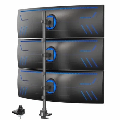 Vivo Triple Ultrawide Stacked Monitor Extra Tall Desk Mount, 3 Screens Up To 49" In Black