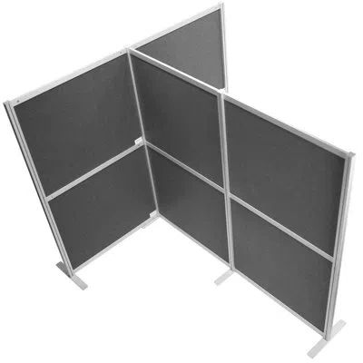 Vivo T-shaped Modular Wall System, 4 Pet Panels, Modern Office Cubicle Dividers In Gray