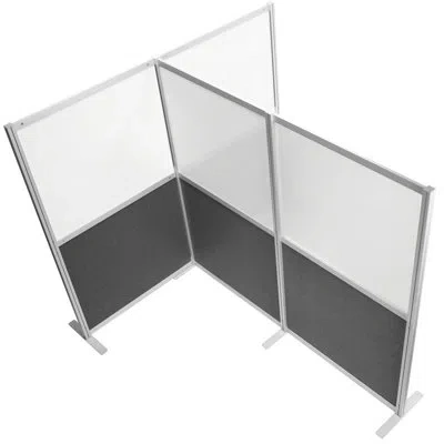 Vivo T-shaped Modular Wall System, 4 Pet/acrylic Panels, Office Cubicle Dividers In Gray
