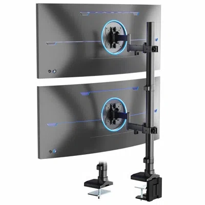 Vivo Ultra Wide Dual Monitor Mount, Extra Tall Stand, Fits Up To 43" Screens In Black
