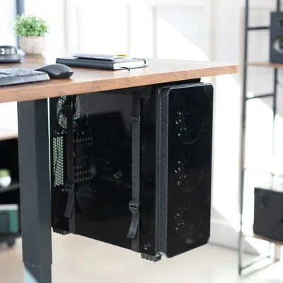 Vivo Under Desk Adjustable Strap Pc Mount In Black