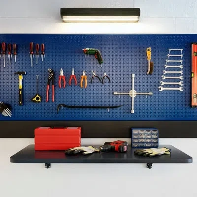 Vivo Wall Mounted Folding Workbench In Black