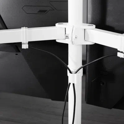 Vivo White Cable Clip Kit For Monitor Stands | 1 Pole Clip + 4 Arm Clips