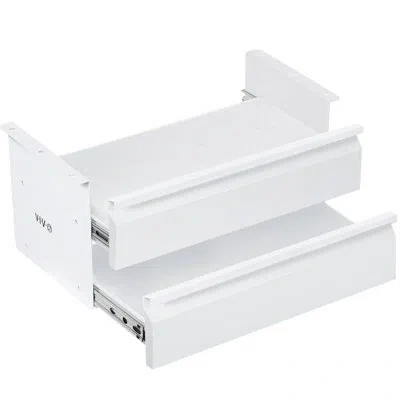 Vivo White Dual Level Pull Out Under Desk Storage Drawer Set Without Shell