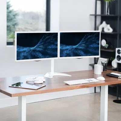 Vivo White Dual Monitor Desk Stand