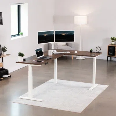 Vivo White Electric Motor Height Adjustable Corner 3 Leg Standing Desk Frame (frame Only)