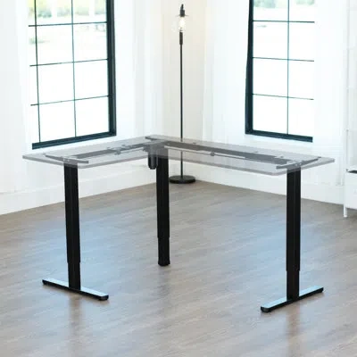 Vivo White Small Electric Single Motor Corner Desk Frame In Black