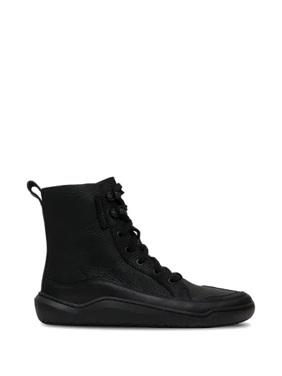 Vivobarefoot Gobi Grained Lace-up Boots In Black