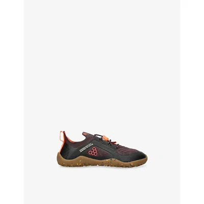 Vivobarefoot Kids' Primus Trail Knit Fg Woven Trainers Wine Comb Eur 30 / 12 Uk In Black