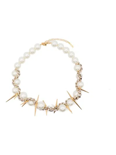 Vivyinrosa "fancy" Spike Pearls Necklace Accessories In Gray