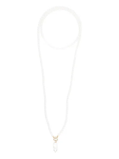 Vivyinrosa Zendaya Crossbody Little Pearl Necklace In Silver