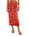Vix Agni Flora Tie Side Cover-up Skirt In Red