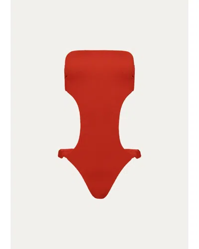 Vix Alix Bandeau One-piece Swimsuit In Red