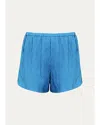 Vix Bailey Textured Elasticized Shorts In Blue