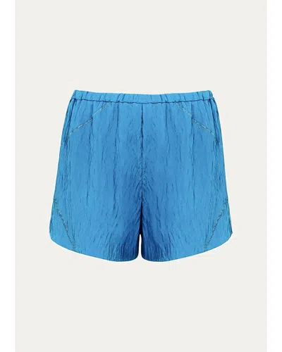 Vix Bailey Textured Elasticized Shorts In Blue