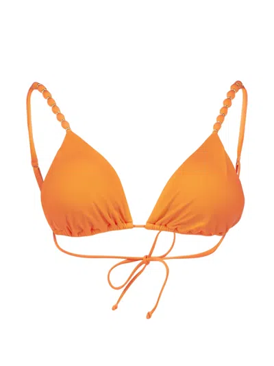 Vix Bead-embellished Triangle Bikini Top In Orange
