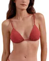 Vix Solid Beads Triangle Parallel Bikini Top