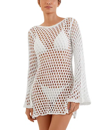 Vix Belle Crochet Dress Swim Cover-up In White
