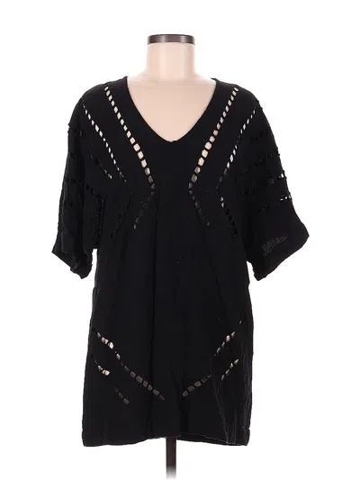 Pre-owned Vix By Paula Hermanny Short Sleeve Blouse In Black