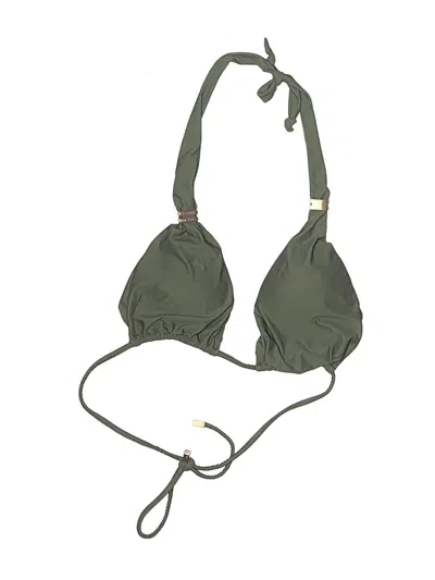 Pre-owned Vix By Paula Hermanny Swimsuit Top Green Solid Pattern Swimwear