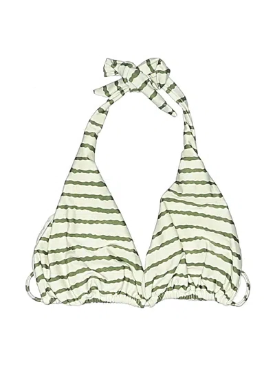 Pre-owned Vix By Paula Hermanny Swimsuit Top Ivory Stripes Pattern Swimwear In White