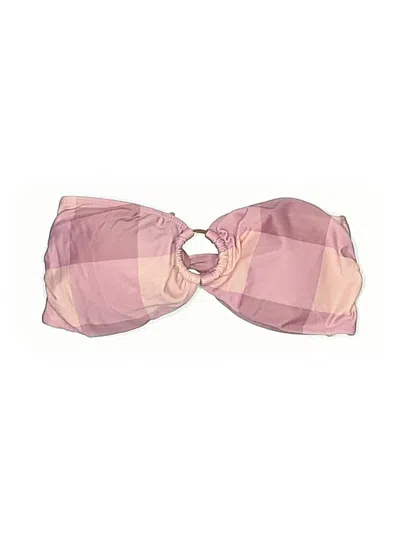 Pre-owned Vix By Paula Hermanny Swimsuit Top Pink Plaid Pattern Swimwear