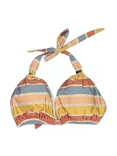 Pre-owned Vix By Paula Hermanny Swimsuit Top Tan Stripes Pattern Swimwear