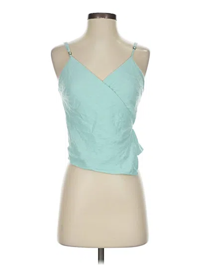 Pre-owned Vix By Paula Hermanny Tank Top Teal Halter Neckline Tops In Blue