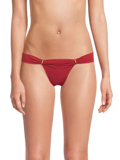Vix By Paula Hermanny Women's Bia Metal Accent Bikini Bottom In Red