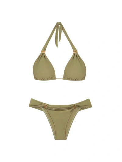 Vix By Paula Hermanny Women's Bia Foldover Bikini Bottom In Olive