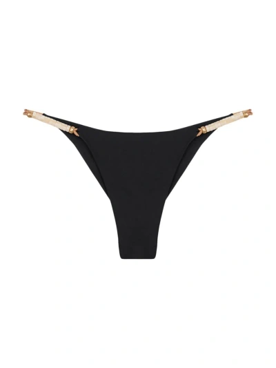 Vix By Paula Hermanny Women's Brooke Beaded Bikini Bottoms In Black
