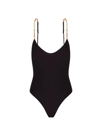 Vix By Paula Hermanny Women's Brooke Beaded One-piece Swimsuit In Black