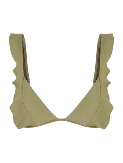 Vix By Paula Hermanny Women's Chris Paral Ruffled Bikini Top In Olive
