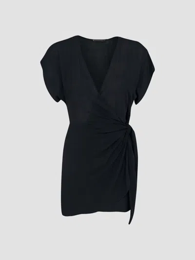 Vix By Paula Hermanny Women's Emily Wrap Cover-up Mini Dress In Black