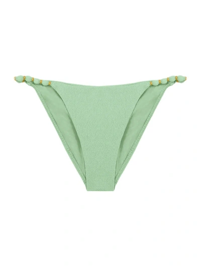Vix By Paula Hermanny Women's Firenze Beaded Bikini Bottom In Light Green