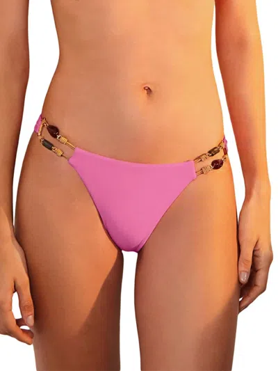 Vix By Paula Hermanny Women's Gerbera Kaia Charm-embellished Bikini Bottom In Pink