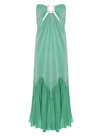 Vix By Paula Hermanny Women's Harper U-ring Halter Maxi Dress In Light Blue