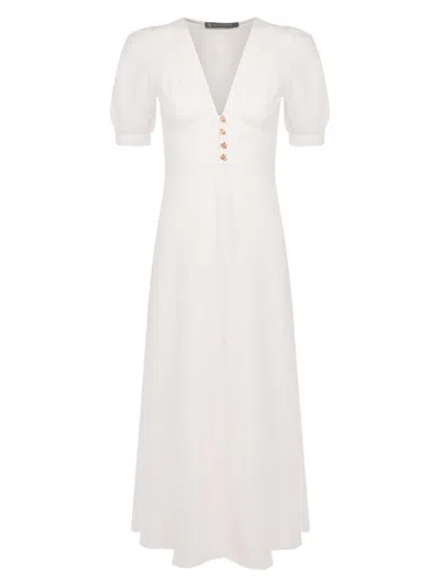 Vix By Paula Hermanny Women's Irida Linen-blend Midi-dress In Off White