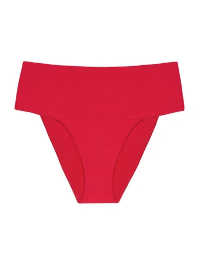 Vix By Paula Hermanny Women's Jessica High-rise Full-coverage Bikini Bottom In Red