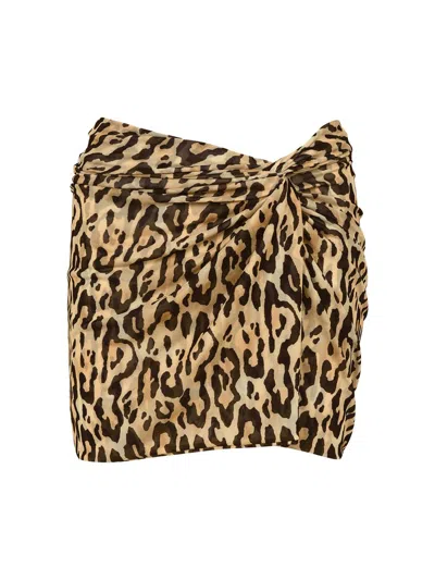 Vix By Paula Hermanny Women's Karen Leopard-print Side Twist Miniskirt In Black