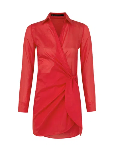 Vix By Paula Hermanny Women's Lia Twisted Cotton Cover-up In Red