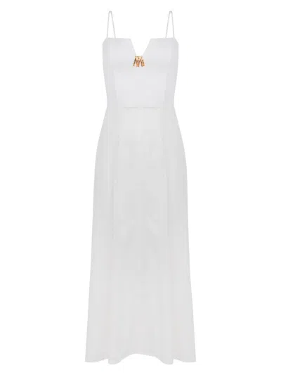 Vix By Paula Hermanny Women's Lilith Linen-blend Maxi Dress In Off White