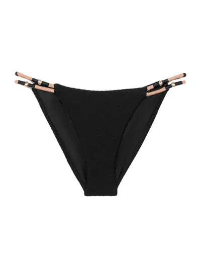 Vix By Paula Hermanny Women's Maiori Layla Beaded Double String Bikini Bottom In Black