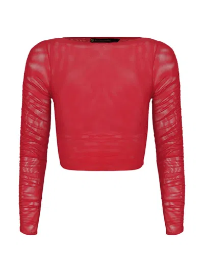 Vix By Paula Hermanny Women's Mira Ruched Mesh Top In Red