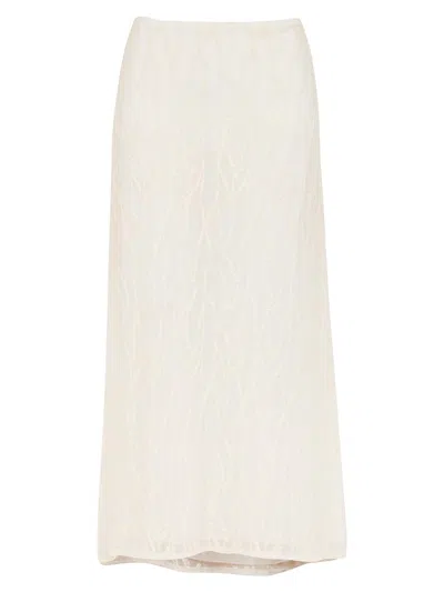 Vix By Paula Hermanny Women's Quinn Embroidered Mesh Maxi Skirt In White