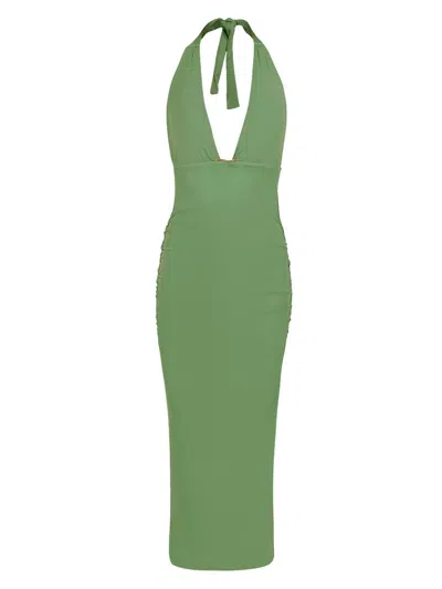Vix By Paula Hermanny Women's Salma Halterneck Midi-dress In Green