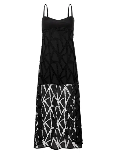 Vix By Paula Hermanny Women's Solid Eleni Geometric Lace Maxi Dress In Black