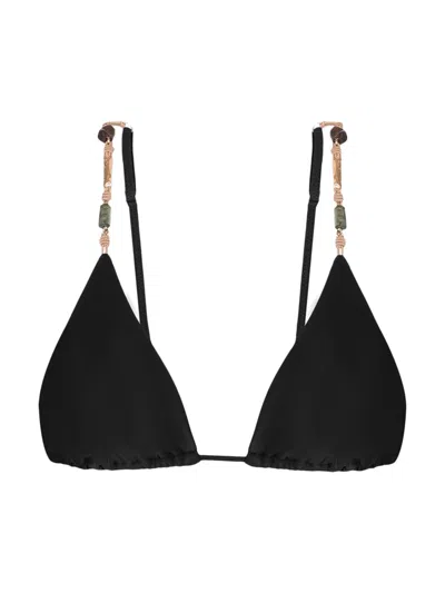 Vix By Paula Hermanny Women's Solid Kaia Triangle Parallel Bikini Top In Black