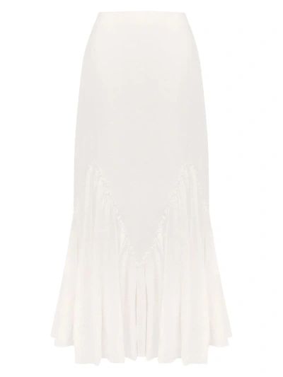 Vix By Paula Hermanny Women's Solid Kerry Ruffle-hem Maxi Skirt In Off White